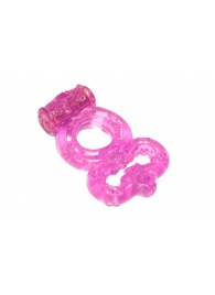 Розовое эрекционное кольцо Rings Treadle с подхватом - Lola Games - в Химках купить с доставкой