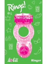 Розовое эрекционное кольцо с вибрацией Rings Ringer - Lola Games - в Химках купить с доставкой