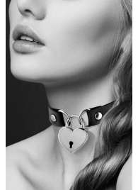 Черный чокер с замком в форме сердца - Bijoux Pour Toi - купить с доставкой в Химках