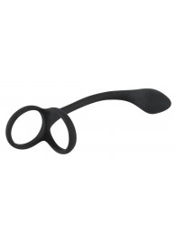 Эрекционное кольцо с утяжкой на мошонку и анальным плаг Black Velvets - Orion - в Химках купить с доставкой