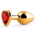 Золотистая анальная пробка с красным стразом-сердечком - 8 см. - Anal Jewelry Plug - купить с доставкой в Химках