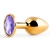 Золотистая анальная пробка с фиолетовым стразом - 7,2 см. - Anal Jewelry Plug - купить с доставкой в Химках
