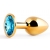 Золотистая анальная пробка с голубым стразом - 7,2 см. - Anal Jewelry Plug - купить с доставкой в Химках