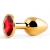 Золотистая анальная пробка с красным стразом - 7,2 см. - Anal Jewelry Plug - купить с доставкой в Химках