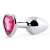 Серебристая анальная пробка с розовым кристаллом-сердечком - 7 см. - Anal Jewelry Plug - купить с доставкой в Химках