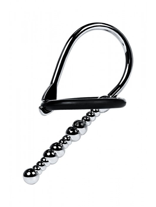 Серебристый уретральный плаг-бусины TOYFA Metal с мягким фиксириющим кольцом - ToyFa - купить с доставкой в Химках