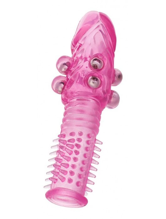Стимулирующая розовая насадка с шишечками и шипами - 13,5 см. - Toyfa Basic - в Химках купить с доставкой