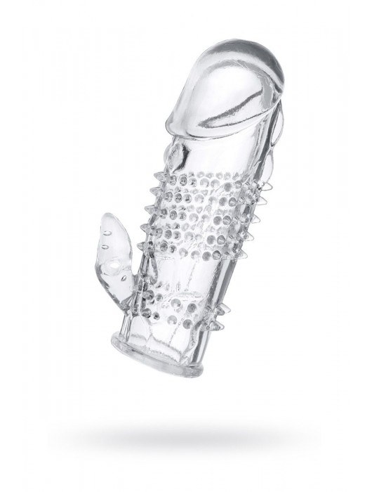 Прозрачная гелевая насадка с шипами и клиторальным отростком - 13 см. - Toyfa Basic - в Химках купить с доставкой