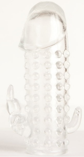 Гелевая прозрачная насадка с 2 отростками - 13 см. - Toyfa Basic - в Химках купить с доставкой