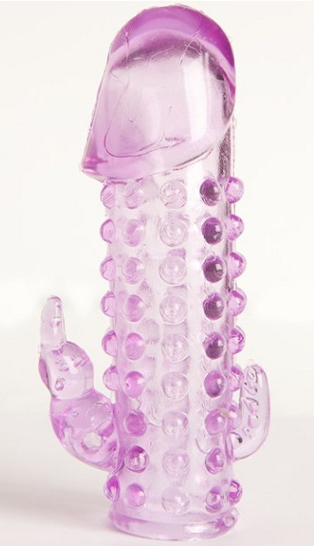 Закрытая фиолетовая насадка с 2 отростками - 13 см. - Toyfa Basic - в Химках купить с доставкой