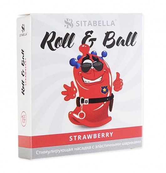Стимулирующий презерватив-насадка Roll   Ball Strawberry - Sitabella - купить с доставкой в Химках