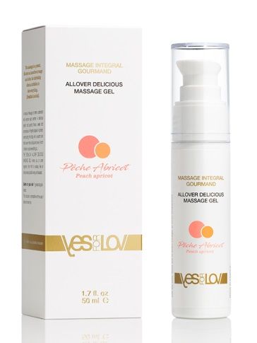 Универсальный массажный гель-смазка Allover Delicious Massage Gel с ароматом персика и аброкоса - 50 мл. - YESforLOV - купить с доставкой в Химках