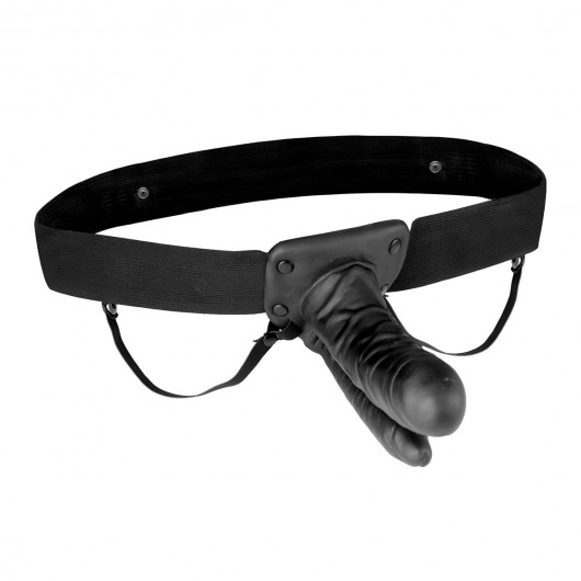 Полый страпон с двумя отростками и вибрацией Unisex Vibrating Hollow Strap-On Double Penetrating Dildo - 17,8 см. - Lux Fetish - купить с доставкой в Химках