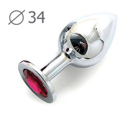 Коническая серебристая анальная втулка с малиновым кристаллом - 8,2 см. - Anal Jewelry Plug - купить с доставкой в Химках