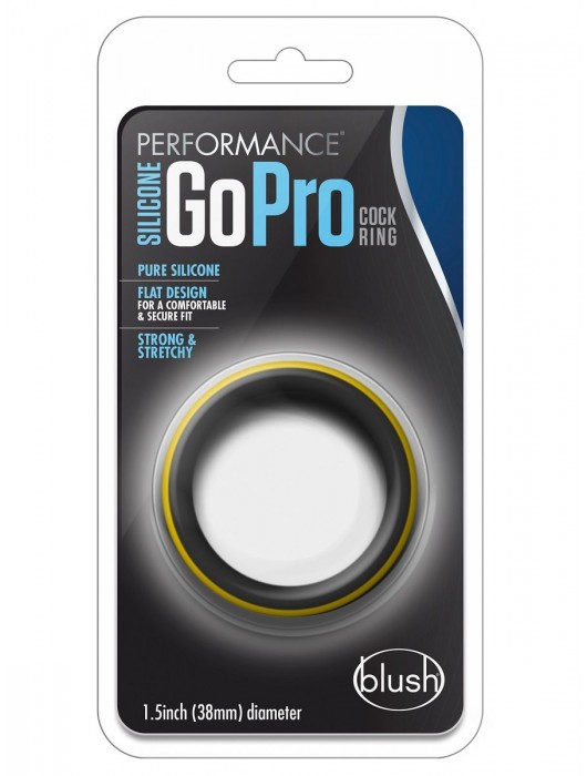 Черно-желтое силиконовое эрекционное кольцо Silicone Go Pro Cock Ring - Blush Novelties - в Химках купить с доставкой