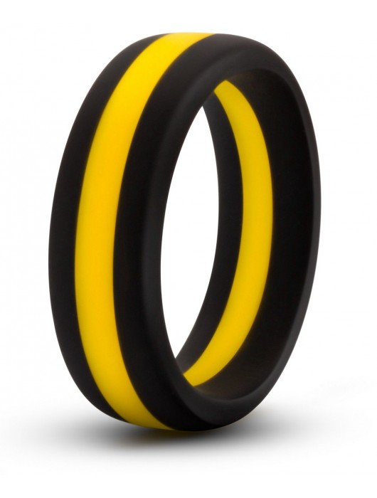 Черно-желтое силиконовое эрекционное кольцо Silicone Go Pro Cock Ring - Blush Novelties - в Химках купить с доставкой