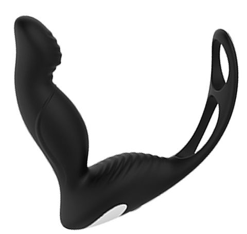 Черный вибромассажер простаты P-PLEASER W ERECTION ENHANCE - Dream Toys - в Химках купить с доставкой