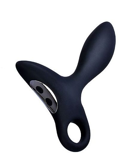 Черный силиконовый анальный вибромассажер Erokey с колечком-ограничителем - Erokay - в Химках купить с доставкой