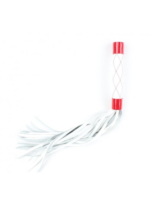 Бело-красная плеть средней длины с ручкой - 44 см. - БДСМ Арсенал - купить с доставкой в Химках