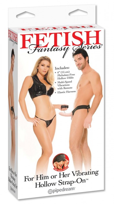 Полый страпон унисекс телесного цвета с вибрацией For Him or Her ​Vibrating Hollow Strap-On - 15 см. - Pipedream - купить с доставкой в Химках