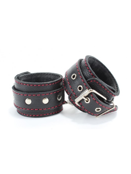 Черный бондажный набор с красной строчкой - БДСМ Арсенал - купить с доставкой в Химках