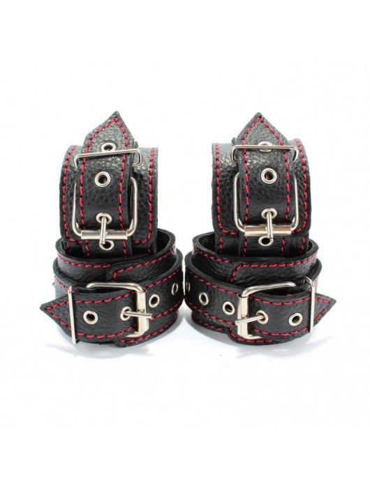 Черный бондажный набор с красной строчкой - БДСМ Арсенал - купить с доставкой в Химках