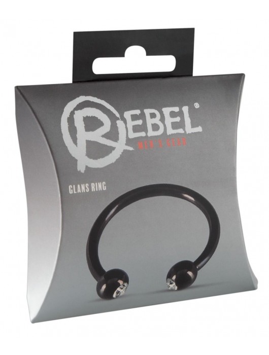 Черное металлическое кольцо под головку со стразами Glans Ring - Orion - купить с доставкой в Химках