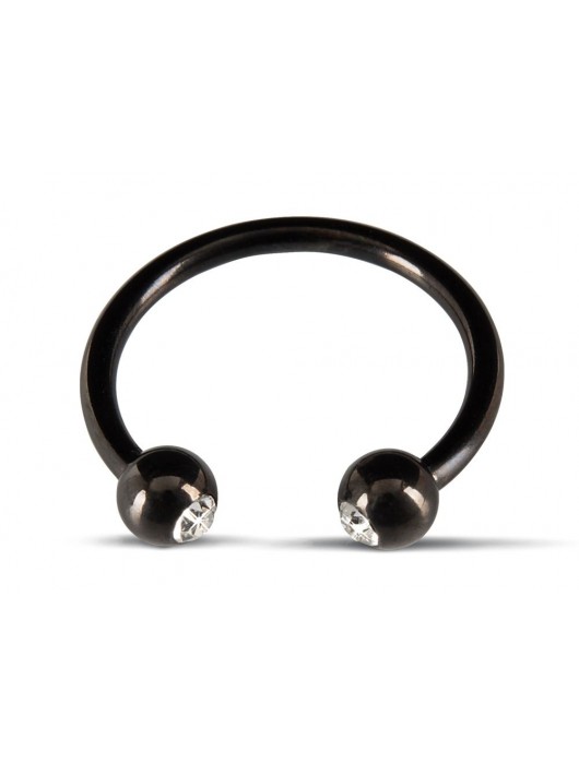 Черное металлическое кольцо под головку со стразами Glans Ring - Orion - купить с доставкой в Химках