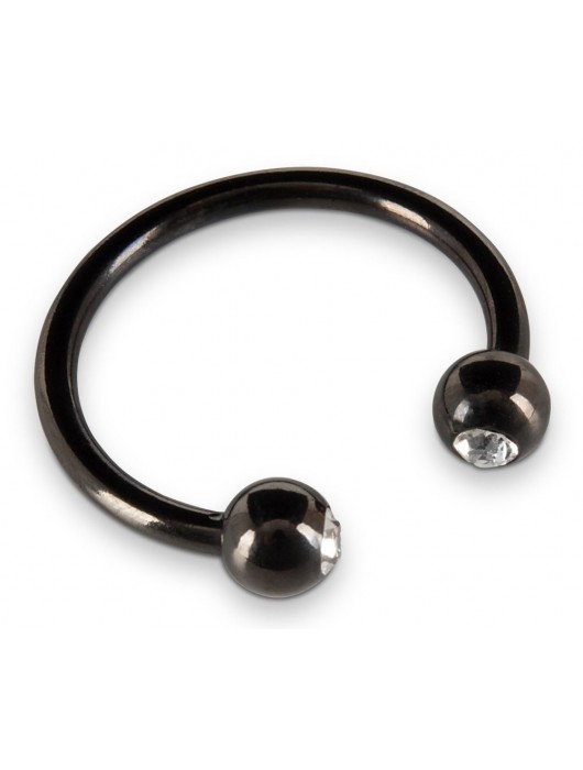 Черное металлическое кольцо под головку со стразами Glans Ring - Orion - купить с доставкой в Химках