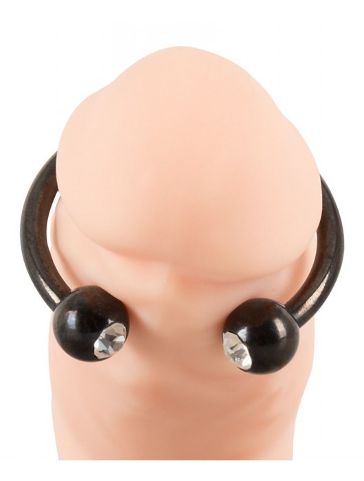 Черное металлическое кольцо под головку со стразами Glans Ring - Orion - купить с доставкой в Химках