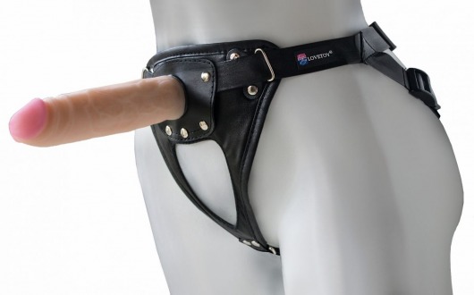 Черный пояс-трусики с насадкой  Soft-Принц  - 17 см. - LOVETOY (А-Полимер) - купить с доставкой в Химках