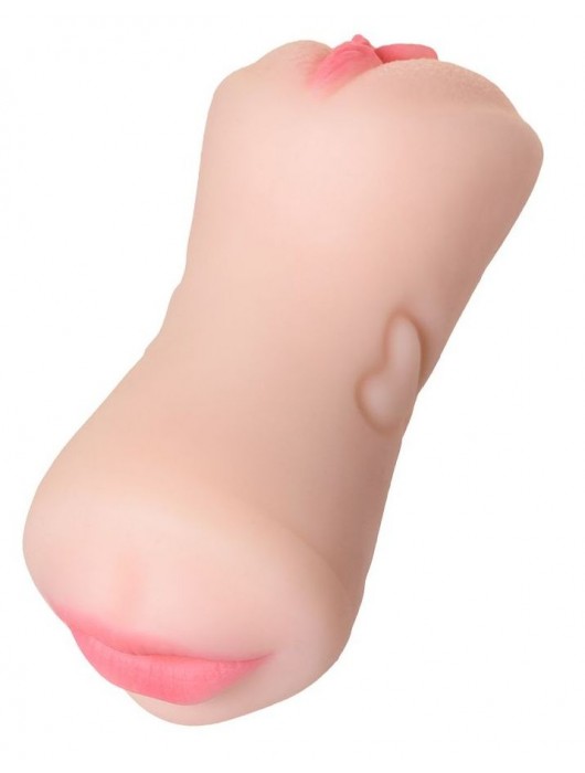 Телесный двусторонний мастурбатор Pretty Mouth - ротик и вагина - ToyFa - в Химках купить с доставкой