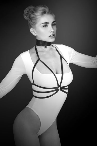 Черная упряжь на грудь Julia - Bijoux Pour Toi - купить с доставкой в Химках