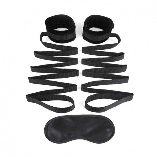 Чёрные манжеты для фиксации на кровати Bondage Bed Strap - Lux Fetish - купить с доставкой в Химках