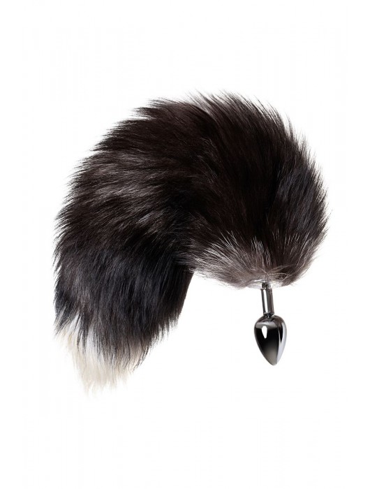 Серебристая металлическая анальная втулка с хвостом чернобурой лисы - размер S - ToyFa - купить с доставкой в Химках