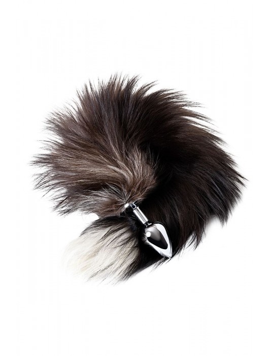 Серебристая металлическая анальная втулка с хвостом чернобурой лисы - размер S - ToyFa - купить с доставкой в Химках