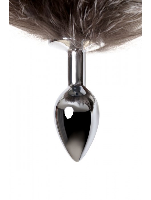 Серебристая металлическая анальная втулка с хвостом чернобурой лисы - размер S - ToyFa - купить с доставкой в Химках