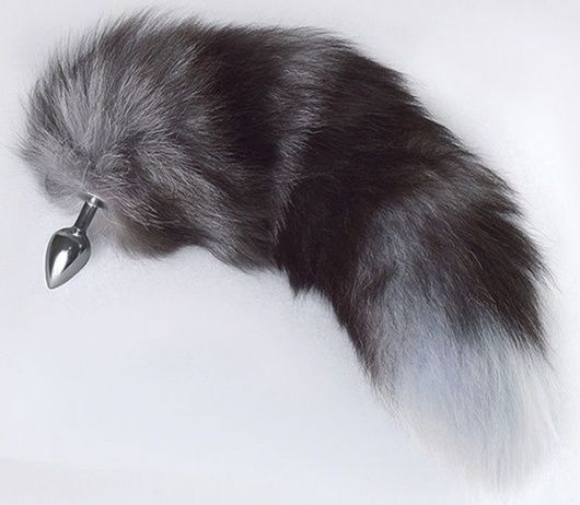 Серебристая анальная пробка с пушистым хвостом - Sitabella - купить с доставкой в Химках