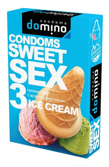 Презервативы для орального секса DOMINO Sweet Sex с ароматом мороженого - 3 шт. - Domino - купить с доставкой в Химках