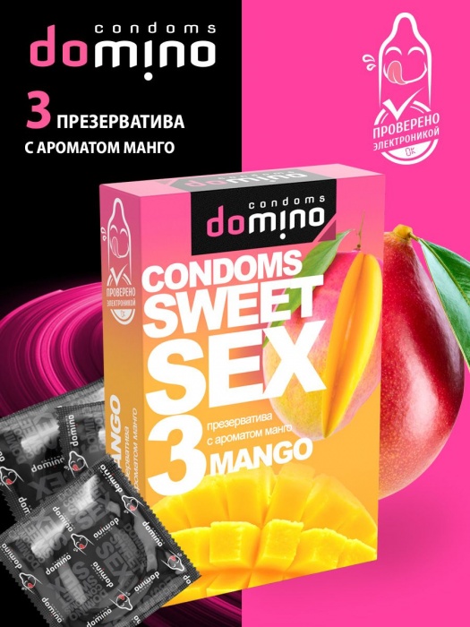 Презервативы для орального секса DOMINO Sweet Sex с ароматом манго - 3 шт. - Domino - купить с доставкой в Химках