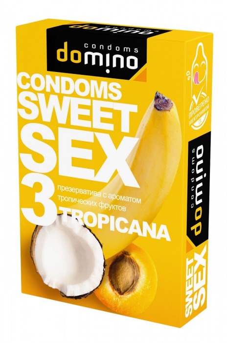 Презервативы для орального секса DOMINO Sweet Sex с ароматом тропических фруктов - 3 шт. - Domino - купить с доставкой в Химках
