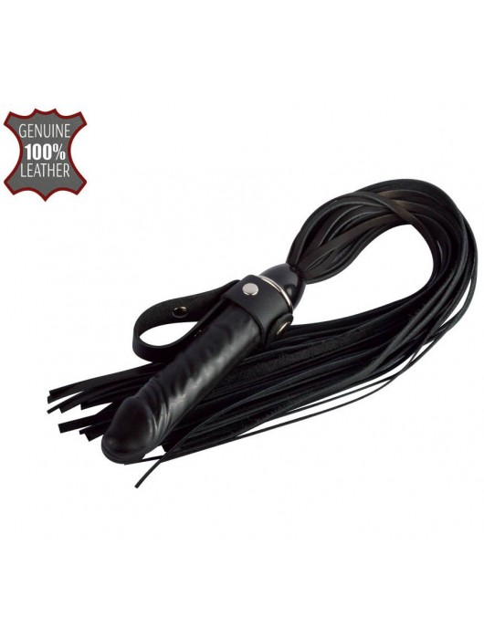 Черная плеть  Ковбой  с ручкой-фаллосом - 55 см. - Sitabella - купить с доставкой в Химках
