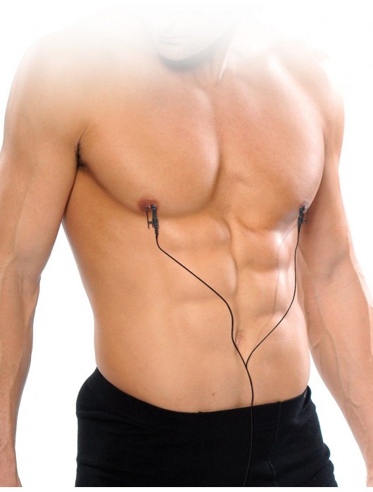 Черные электрические зажимы для сосков Shock Therapy Nipple Clamps - Pipedream - купить с доставкой в Химках