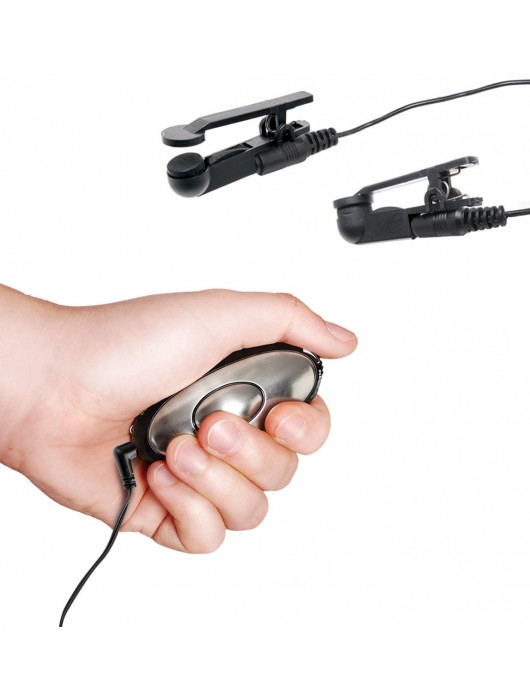 Черные электрические зажимы для сосков Shock Therapy Nipple Clamps - Pipedream - купить с доставкой в Химках