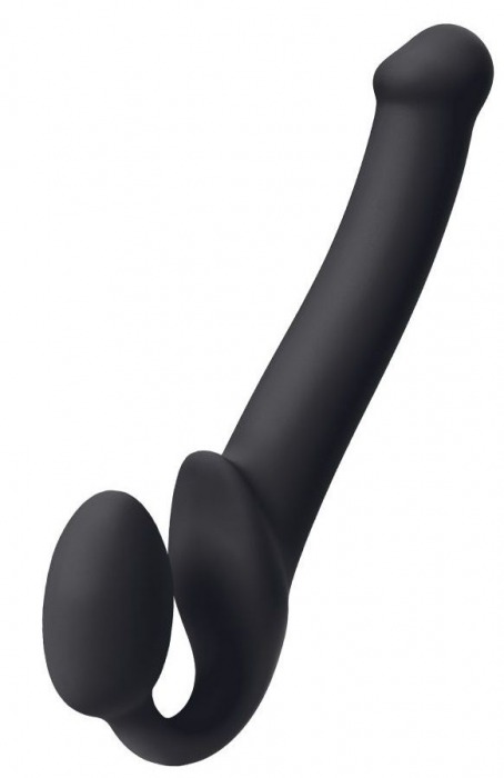 Черный безремневой страпон Silicone Bendable Strap-On M - Strap-on-me - купить с доставкой в Химках