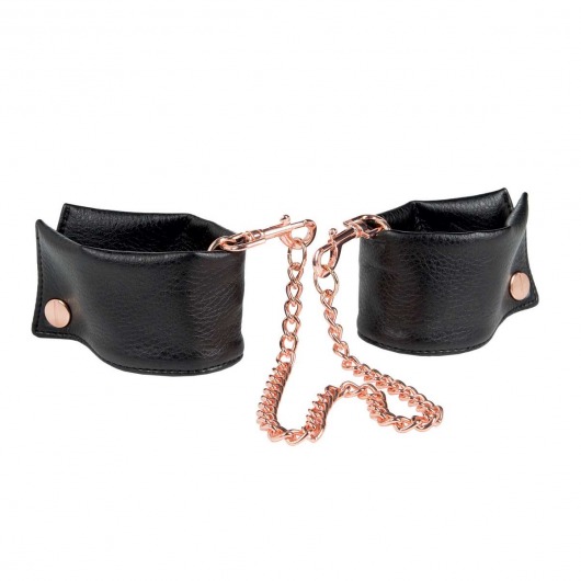 Черные мягкие наручники Entice French Cuffs с цепью - California Exotic Novelties - купить с доставкой в Химках