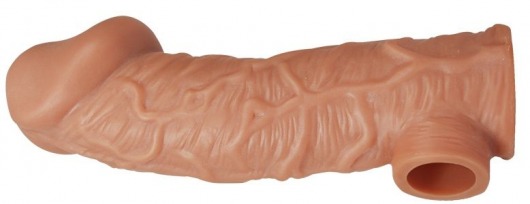 Телесная насадка на фаллос с отверстием для мошонки EXTREME SLEEVE - 17,6 см. - KOKOS - в Химках купить с доставкой