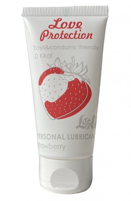 Лубрикант на водной основе с ароматом малины Love Protection Strawberry - 50 мл. - Lola Games - купить с доставкой в Химках