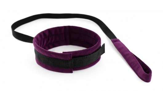 Фиолетово-черный ошейник My Rules с поводком - БДСМ Арсенал - купить с доставкой в Химках