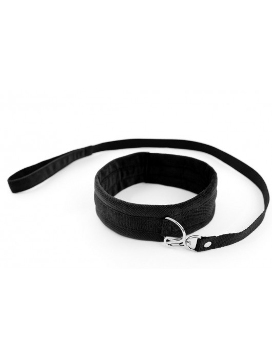 Черный ошейник My Rules с поводком - БДСМ Арсенал - купить с доставкой в Химках